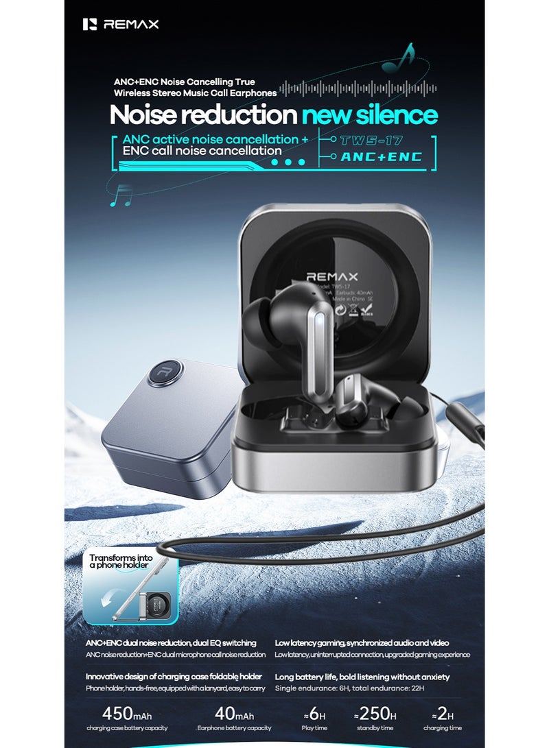 REMAX True Wireless Bluetooth Earbuds, ENC Call Noise Cancelling, ANC Active Noise Cancelling Headphones, Foldable Charging Case Stand, Low Latency Gaming Earbuds for Music & Calls - Image 3